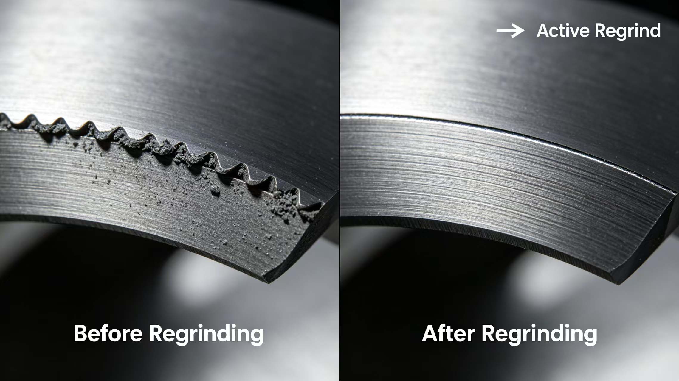 Before-and-after grinding comparison image