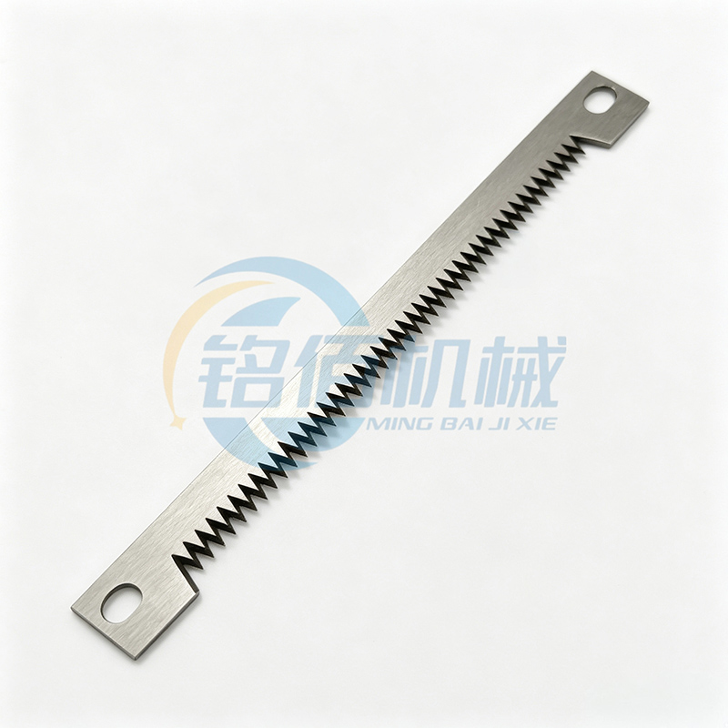 Custom serrated knife for packaging line